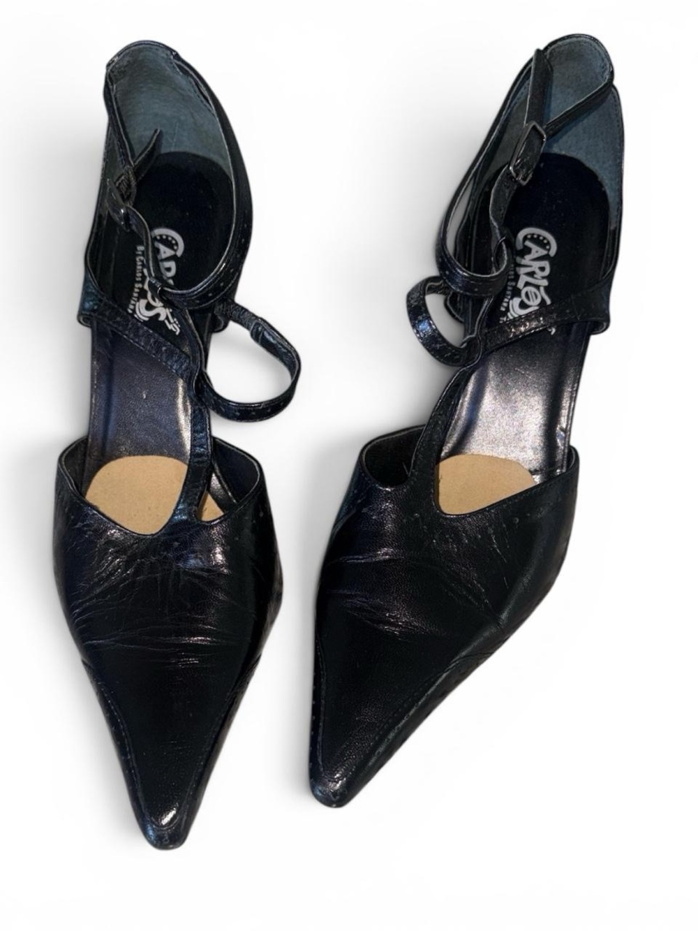 Y2K Carlos by Carlos Santana Black Pointed-Toe Ankle-Strap Heels